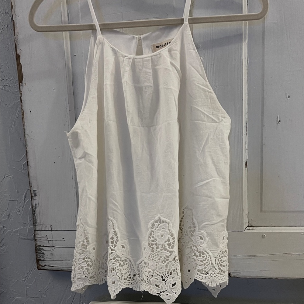 Elegant White Camisole with Lace Hem